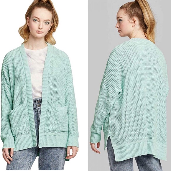 New Wild Fable Long Sleeve Oversized Mint Cardigan - Picture 1 of 14